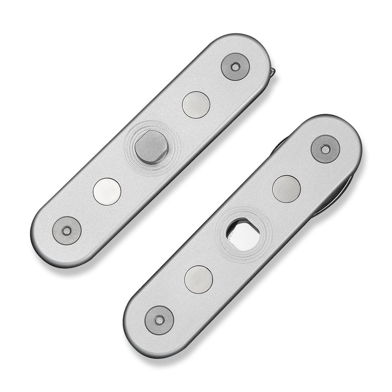 CIVIVI Partake 4 - In - 1 Multi - Tool Silver Aluminum Handle Stainless Steel Knife, Fork, Spoon & Can Opener C24032C - 3, With A Waxed Canvas Pouch