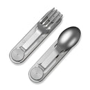 CIVIVI Partake 4 - In - 1 Multi - Tool Silver Aluminum Handle Stainless Steel Knife, Fork, Spoon & Can Opener C24032C - 3, With A Waxed Canvas Pouch