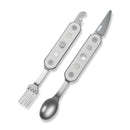 CIVIVI Partake 4 - In - 1 Multi - Tool Silver Aluminum Handle Stainless Steel Knife, Fork, Spoon & Can Opener C24032C - 3, With A Waxed Canvas Pouch