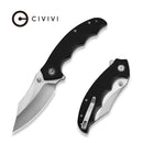 CIVIVI Pentad Flipper & Button Lock Knife Black G10 Handle (3.48" Satin Finished Nitro - V Blade) C24068 - 1 - CIVIVI