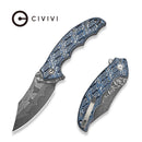 CIVIVI Pentad Flipper & Button Lock Knife Blue / White Vortex Micarta Handle (3.48" Damascus Blade) C24068 - DS1 - CIVIVI