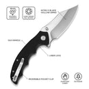 CIVIVI Pentad Flipper & Thumb Stud Knife Black G10 Handle (3.48" Satin Finished Nitro-V Blade) C24068-1 - CIVIVI