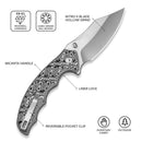 CIVIVI Pentad Flipper & Thumb Stud Knife Black / White Vortex Micarta Handle (3.48" Satin Finished Nitro-V Blade) C24068-3 - CIVIVI