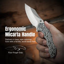 CIVIVI Pentad Flipper & Thumb Stud Knife Black / White Vortex Micarta Handle (3.48" Satin Finished Nitro-V Blade) C24068-3 - CIVIVI