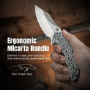 CIVIVI Pentad Flipper & Thumb Stud Knife Black / White Vortex Micarta Handle (3.48" Satin Finished Nitro-V Blade) C24068-3 - CIVIVI