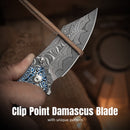 CIVIVI Pentad Flipper & Thumb Stud Knife Blue / White Vortex Micarta Handle (3.48" Damascus Blade) C24068-DS1 - CIVIVI