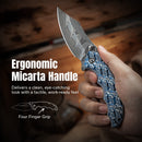 CIVIVI Pentad Flipper & Thumb Stud Knife Blue / White Vortex Micarta Handle (3.48" Damascus Blade) C24068-DS1 - CIVIVI