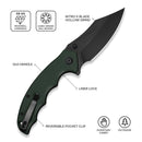 CIVIVI Pentad Flipper & Thumb Stud Knife Teal Green G10 Handle (3.48" Black Stonewashed Nitro-V Blade) C24068-2 - CIVIVI