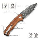 CIVIVI Placoid Flipper & Thumb Stud Knife Wood Handle (3.67" Damascus Blade) C23079 - DS1 - CIVIVI