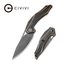 CIVIVI Plethiros Flipper Knife Brass Handle (3.45" Damascus Blade) C904DS - 3 - CIVIVI