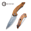 CIVIVI Plethiros Flipper Knife Wood Handle (3.45" Damascus Blade) C904DS - 2 - CIVIVI