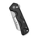 CIVIVI Pulsara Utility Flipper & Button Lock Knife Black Aluminum Handle (2.44" Stonewashed S/S Blade Holder & Plain 6Cr13 Blade) C24041F-1 - CIVIVI
