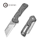 CIVIVI Pulsara Utility Flipper & Button Lock Knife Gray Aluminum Handle (2.44" Stonewashed S/S Blade Holder & Plain 6Cr13 Blade) C24041F-4 - CIVIVI