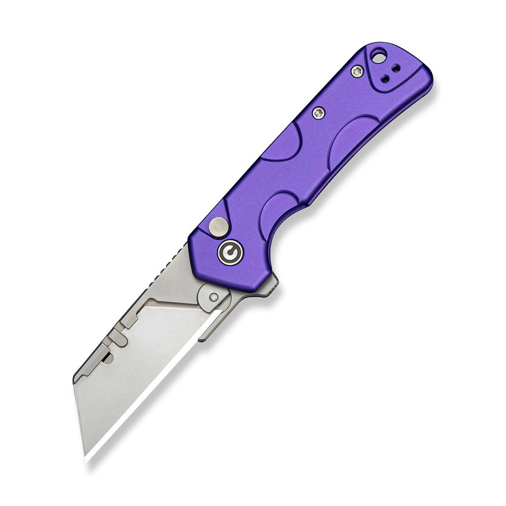 CIVIVI Pulsara Utility Flipper & Button Lock Knife Purple Aluminum Han
