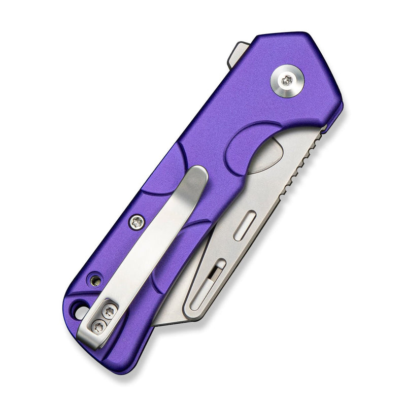 CIVIVI Pulsara Utility Flipper & Button Lock Knife Purple Aluminum Han