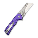 CIVIVI Pulsara Utility Flipper & Button Lock Knife Purple Aluminum Handle (2.44" Stonewashed S/S Blade Holder Plain 6Cr13 Blade) C24041F Sample1, With 3Pcs Extra Blades