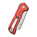 CIVIVI Pulsara Utility Flipper & Button Lock Knife Red Aluminum Handle (2.44" Stonewashed S/S Blade Holder & Plain 6Cr13 Blade) C24041F-2 - CIVIVI