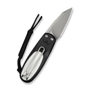 CIVIVI Purr Flipper & Slip Joint Knife Black & White G10 Handle (1.83" Stonewashed Nitro - V Blade) C25054 - 2, With 1PC Black Lanyard - CIVIVI