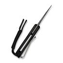 CIVIVI Purr Flipper & Slip Joint Knife Black & White G10 Handle (1.83" Stonewashed Nitro - V Blade) C25054 - 2, With 1PC Black Lanyard - CIVIVI