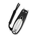 CIVIVI Purr Flipper & Slip Joint Knife Black & White G10 Handle (1.83" Stonewashed Nitro - V Blade) C25054 - 2, With 1PC Black Lanyard - CIVIVI