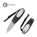 CIVIVI Purr Flipper & Slip Joint Knife Black & White G10 Handle (1.83" Stonewashed Nitro - V Blade) C25054 - 2, With 1PC Black Lanyard - CIVIVI