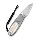 CIVIVI Purr Flipper & Slip Joint Knife Gray & Ivory G10 Handle (1.83" Satin Finished Nitro - V Blade) C25054 - 1, With 1PC Black Lanyard - CIVIVI