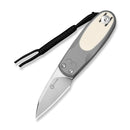 CIVIVI Purr Flipper & Slip Joint Knife Gray & Ivory G10 Handle (1.83" Satin Finished Nitro - V Blade) C25054 - 1, With 1PC Black Lanyard - CIVIVI
