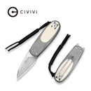 CIVIVI Purr Flipper & Slip Joint Knife Gray & Ivory G10 Handle (1.83" Satin Finished Nitro - V Blade) C25054 - 1, With 1PC Black Lanyard - CIVIVI