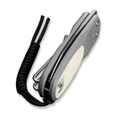CIVIVI Purr Flipper & Slip Joint Knife Gray & Ivory G10 Handle (1.83" Satin Finished Nitro - V Blade) C25054 - 1, With 1PC Black Lanyard - CIVIVI