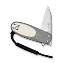 CIVIVI Purr Flipper & Slip Joint Knife Gray & Ivory G10 Handle (1.83" Satin Finished Nitro - V Blade) C25054 - 1, With 1PC Black Lanyard - CIVIVI