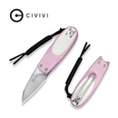 CIVIVI Purr Flipper & Slip Joint Knife Powder Pink & White G10 Handle (1.83" Satin Finished Nitro - V Blade) C25054 - 4, With 1PC Black Lanyard - CIVIVI