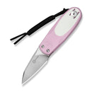 CIVIVI Purr Flipper & Slip Joint Knife Powder Pink & White G10 Handle (1.83" Satin Finished Nitro - V Blade) C25054 - 4, With 1PC Black Lanyard - CIVIVI