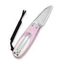 CIVIVI Purr Flipper & Slip Joint Knife Powder Pink & White G10 Handle (1.83" Satin Finished Nitro - V Blade) C25054 - 4, With 1PC Black Lanyard - CIVIVI