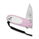 CIVIVI Purr Flipper & Slip Joint Knife Powder Pink & White G10 Handle (1.83" Satin Finished Nitro - V Blade) C25054 - 4, With 1PC Black Lanyard - CIVIVI