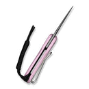 CIVIVI Purr Flipper & Slip Joint Knife Powder Pink & White G10 Handle (1.83" Satin Finished Nitro - V Blade) C25054 - 4, With 1PC Black Lanyard - CIVIVI