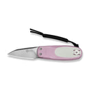 CIVIVI Purr Flipper & Slip Joint Knife Powder Pink & White G10 Handle (1.83" Satin Finished Nitro - V Blade) C25054 - 4, With 1PC Black Lanyard - CIVIVI