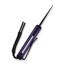 CIVIVI Purr Flipper & Slip Joint Knife Purple & Black G10 Handle (1.83" Black Stonewashed Nitro - V Blade) C25054 - 3, With 1PC Black Lanyard - CIVIVI