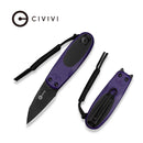 CIVIVI Purr Flipper & Slip Joint Knife Purple & Black G10 Handle (1.83" Black Stonewashed Nitro - V Blade) C25054 - 3, With 1PC Black Lanyard - CIVIVI