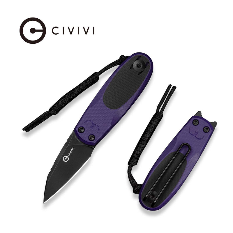 CIVIVI Purr Flipper & Slip Joint Knife Purple & Black G10 Handle