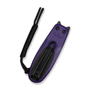 CIVIVI Purr Flipper & Slip Joint Knife Purple & Black G10 Handle (1.83" Black Stonewashed Nitro - V Blade) C25054 - 3, With 1PC Black Lanyard - CIVIVI