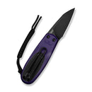 CIVIVI Purr Flipper & Slip Joint Knife Purple & Black G10 Handle (1.83" Black Stonewashed Nitro - V Blade) C25054 - 3, With 1PC Black Lanyard - CIVIVI