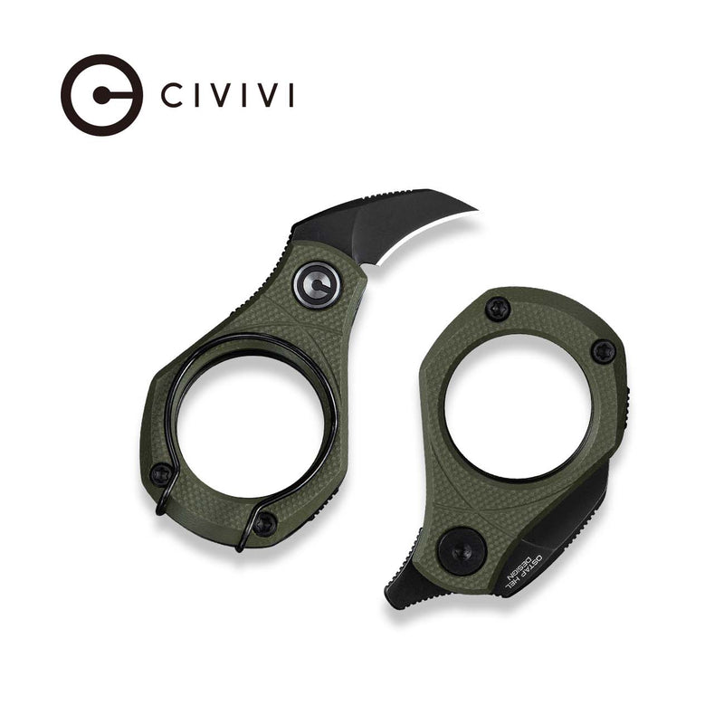 CIVIVI Pyrus Slip Joint Utility Knife OD Green G10 Handle (0.65" Black Stonewashed 14C28N Blade) C23038 - 4