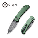 CIVIVI Qubit Button Lock & Thumb Stud Knife Aluminum Handle (2.98" Damascus Blade) C22030E - DS1 - CIVIVI