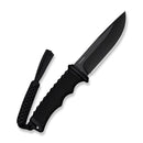 CIVIVI Ravok Black G10 Handle (4.76" Black AEB - L Blade) C25072A Sample1, With Brown Leather Sheath & Black Tied Paracord Lanyard - CIVIVI
