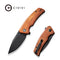 CIVIVI Regulatron Flipper Knife Guibourtia Wood Handle (2.98" Black Stonewashed Nitro-V Blade) C23006-3