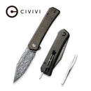 CIVIVI Relic Flipper Knife Micarta Handle (3.48" Damascus Blade) C20077B - DS1 - CIVIVI