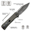 CIVIVI Relic Flipper Knife Micarta Handle (3.48" Damascus Blade) C20077B - DS1 - CIVIVI
