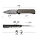 CIVIVI Relic Flipper Knife Micarta Handle (3.48" Damascus Blade) C20077B - DS1 - CIVIVI