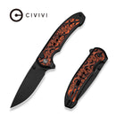CIVIVI Reveal Flipper & Thumb Stud & Button Lock Knife Black Aluminum Handle With Micarta Inlay (3.37"" Black Stonewashed 14C28N Blade) C25108 Sample2 - CIVIVI