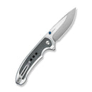 CIVIVI Reveal Flipper & Thumb Stud & Button Lock Knife Gray Aluminum Handle With Micarta Inlay (3.37"" Satin Finished 14C28N Blade) C25108 Sample1 - CIVIVI